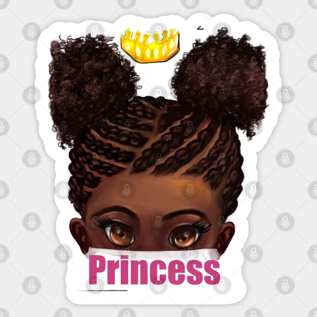 Princess in corn rows - The best Gifts for black girls 2022 beautiful black girl with Afro hair in puffs, brown eyes and dark brown skin. Black princess Sticker by Artonmytee